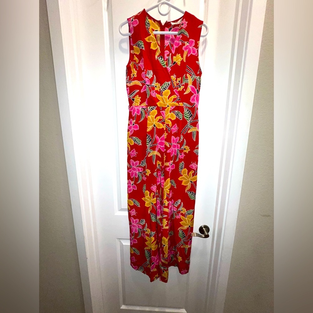 Diane Von Furstenberg Silk Crossover Jumpsuit Celebration Floral Red - Picture 1 of 5
